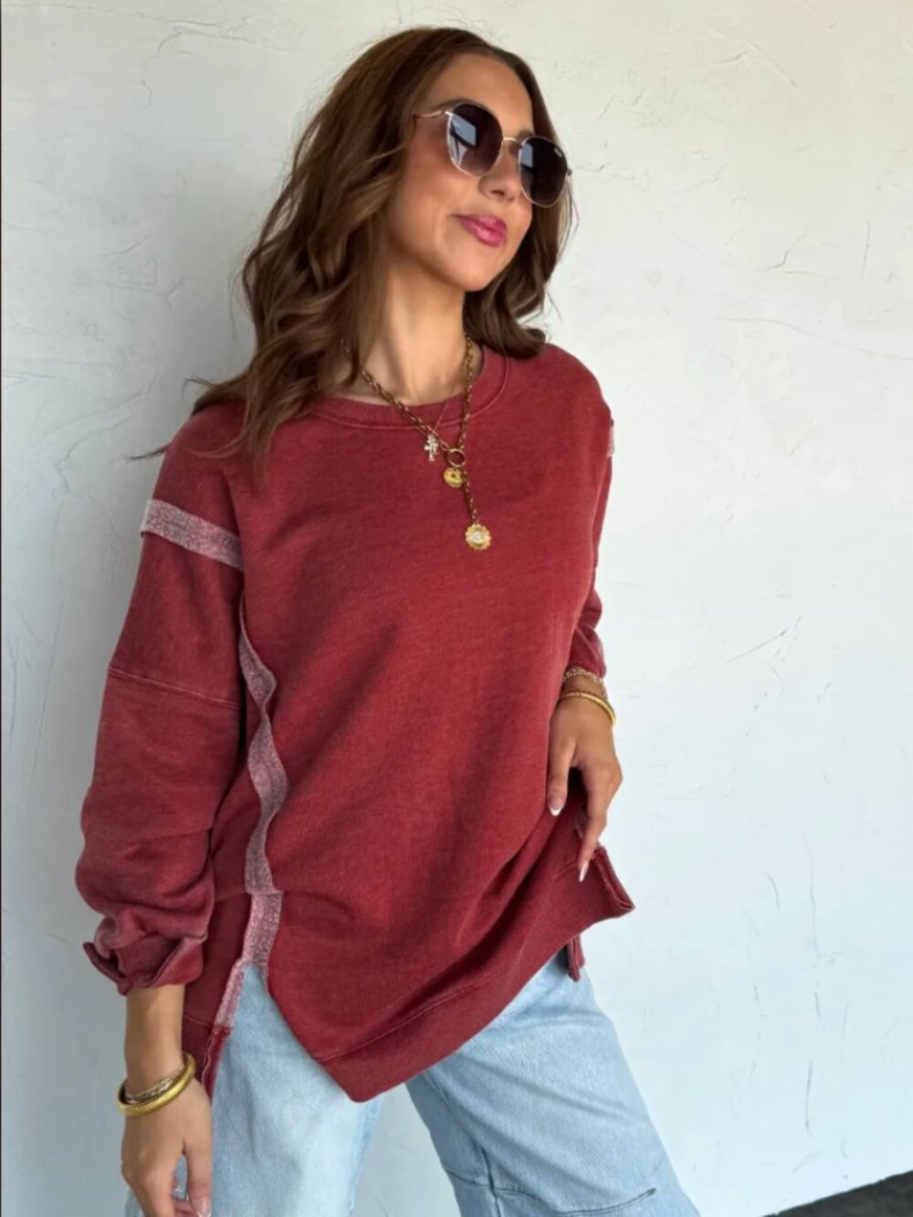 NEW BLAKELY 3X PLUS SIZE BRICK CLASSIC CREW PULLOVER
